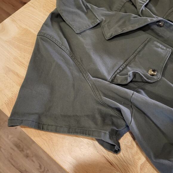 A.N.A 2X Army Green Short Sleeve Jumpsuit Button Collared Pockets Cotton - Picture 8 of 14